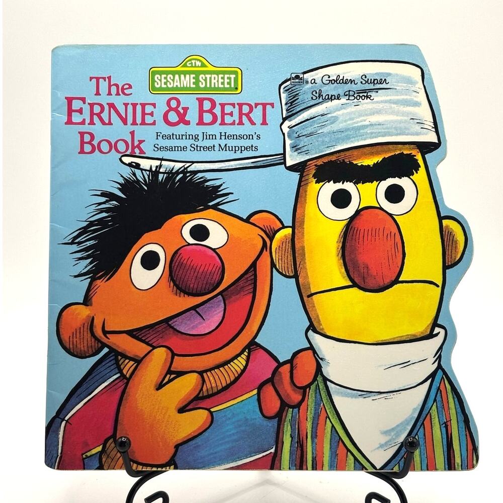 VTG 1977 Ernie & Bert Book, Jim Henson's Muppets, Sesame St., Golden Shape, PB